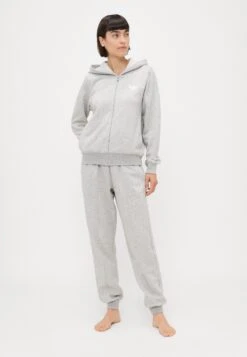 Emporio Armani HOODED FULL ZIP - Pyjama Top - Warm Grey Melange -Total Wear Store 045591b7cb3c4a20b08419caaabbeeb6