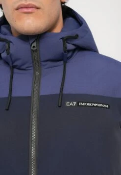 EA7 Emporio Armani TRAIN ATHLETIC COLOUR BLOCK PADDED JACKET - Winter Jacket - Blue -Total Wear Store 05729e49617147d68e951b324f0f31e5