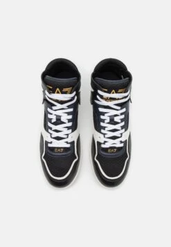 EA7 Emporio Armani New Basket Unisex - High-Top Trainers - Black/Bluenotte/Gold/White -Total Wear Store 06151c65874640afb0033c43522eeb33