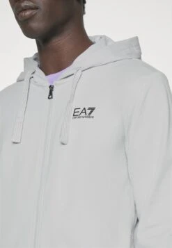 EA7 Emporio Armani Zip-Up Sweatshirt - Light Grey -Total Wear Store 130328992aa34d61bc2acd900d1810ba