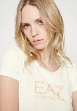 EA7 Emporio Armani Print T-Shirt - Beige/Gold -Total Wear Store 14d5d4811fb74e7ead29cb44c8b14106
