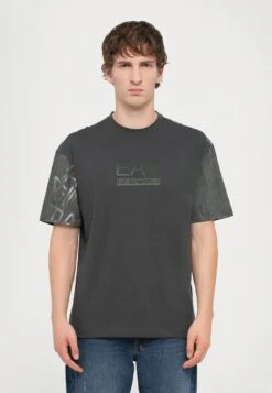 EA7 Emporio Armani TRAIN LOGO SERIES TEE GRAPHIC - Print T-shirt - Asphalt