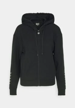 EA7 Emporio Armani Zip-Up Sweatshirt - Black/Eagle Light Gold -Total Wear Store 182903672f4c45978df7ddb7ef267d4e