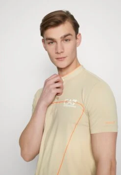 EA7 Emporio Armani Tennis Pro Serafino - Print T-Shirt - Oxford Tan -Total Wear Store 1e04d78c0b994859a847dc77abc5cccb