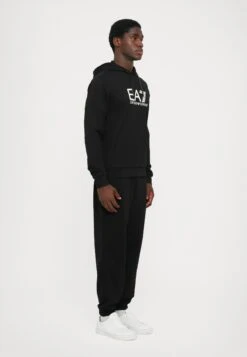EA7 Emporio Armani TRAIN VISIBILITY HOODIE - Sweatshirt - Black/cream -Total Wear Store 254ae4cf97f94f7a8e946695d0f5f193