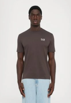 EA7 Emporio Armani TRAIN LOGO SERIES TEE EXTENDED LOGO - Print T-shirt - Chocolate Brown