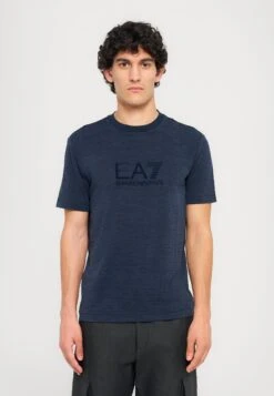 EA7 Emporio Armani TRAIN TEE BIG LOGO - Print T-shirt - Blue