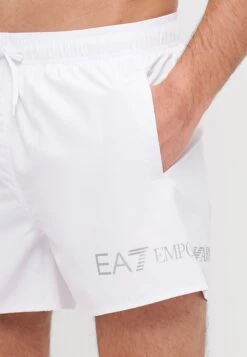 EA7 Emporio Armani BEACHWEAR - Swimming Shorts - White/silver -Total Wear Store 40f568db737c4f7da311a00c588dbe1a