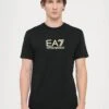 EA7 Emporio Armani TRAIN LABEL TEE BIG LOGO - Print T-shirt - Black