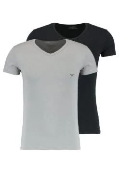 Emporio Armani V Neck 2 Pack - Basic T-Shirt - Black/Gray -Total Wear Store 446267bbd6844284b41569eae8cbb723