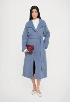 Emporio Armani COAT - Classic Coat - Blue Melange -Total Wear Store 4ba3a39e1a584e60af5a9d633e81c2cb