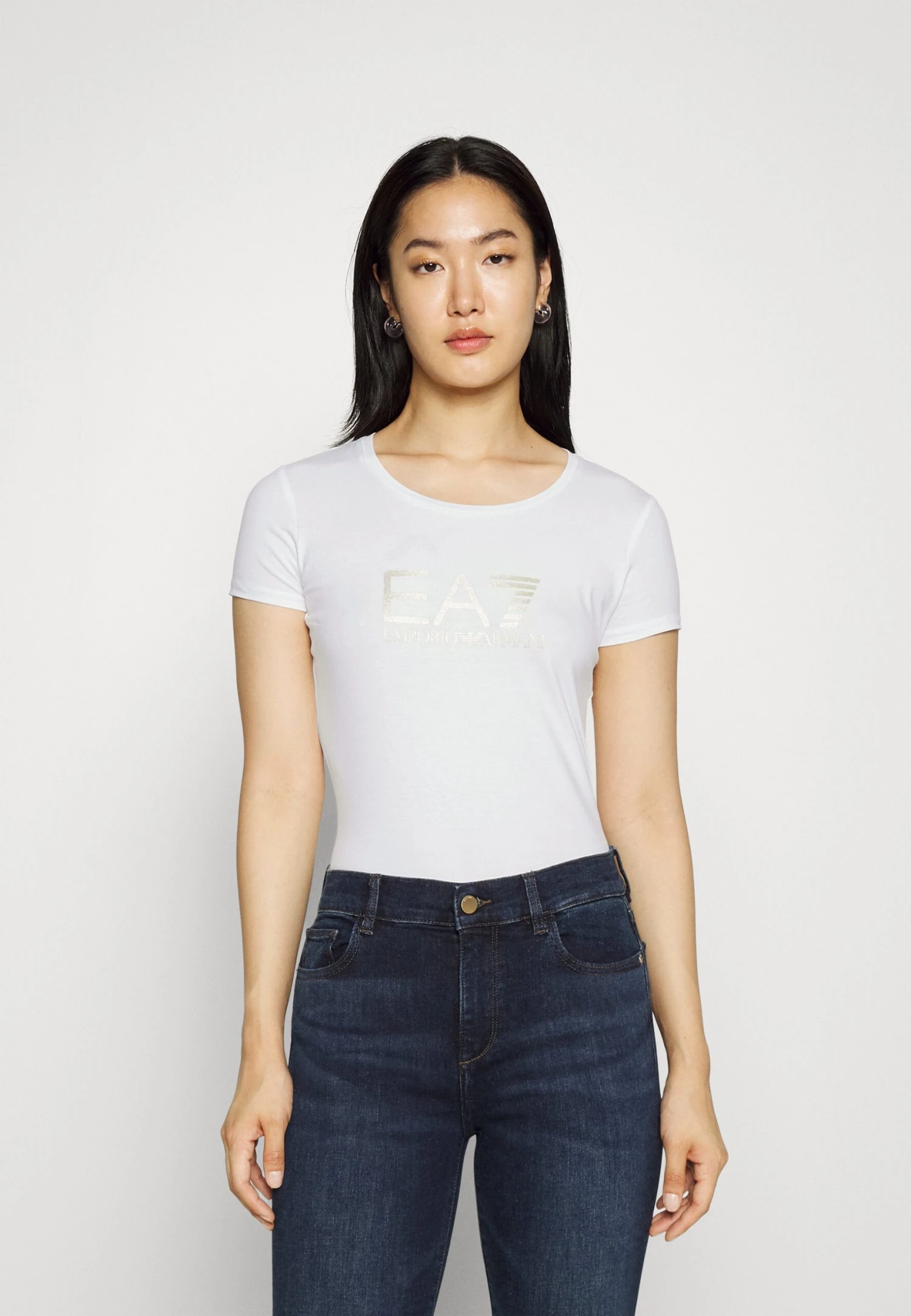 EA7 Emporio Armani Print T-Shirt - White/Gold 3 EA7 Emporio Armani Print T-Shirt - White/Gold