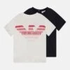 Emporio Armani Unisex 2 Pack - Print T-Shirt - White/Blue -Total Wear Store 51569984e093412cb3dd605526b0b1de