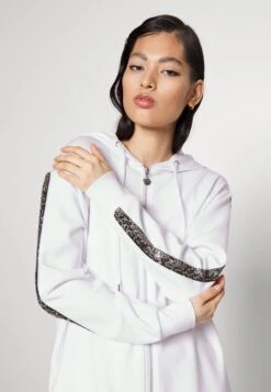 EA7 Emporio Armani Zip-Up Sweatshirt - White/Gold-Coloured -Total Wear Store 53889d3101174b1a81e0de0f43b0fa7b