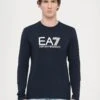 EA7 Emporio Armani TRAIN VISIBILITY TEE - Long Sleeved Top - Blue/cream -Total Wear Store 633432a0719849229e618ce64d2387b7