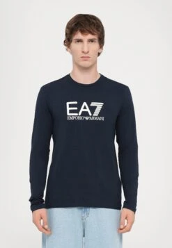 EA7 Emporio Armani TRAIN VISIBILITY TEE - Long Sleeved Top - Blue/cream