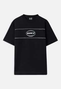 EA7 Emporio Armani TRAIN LOGO TEE UNISEX - Print T-shirt - Black/silver Coloured -Total Wear Store 6f270450e9d341daa6caf252ed9bd923