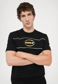 EA7 Emporio Armani TRAIN LOGO SERIES TEE UNISEX - Print T-shirt - Black/gold Coloured -Total Wear Store 6f39ad134ff543a8b481a9888f34ef92