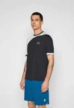 EA7 Emporio Armani TENNIS PRO TEE COLORBLOCK - Sports T-shirt - Black