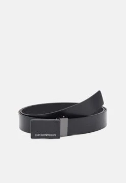Emporio Armani CINTURA VITELLO GRANATO PLATE BELT - Belt - Nero