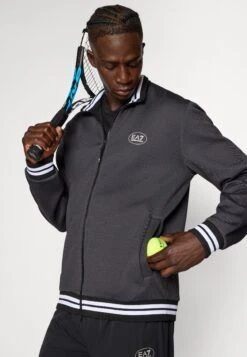 EA7 Emporio Armani TENNIS CLUB TRACKTOP - Zip-up Sweatshirt - Black -Total Wear Store 7350697891d44f4589c8d3deb8337140