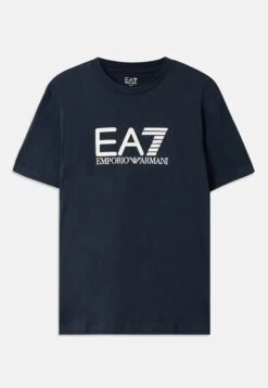 EA7 Emporio Armani TRAIN VISIBILITY TEE - Print T-shirt - Blue/cream -Total Wear Store 73cff044527e49ff82e6a86c5fa2e78d
