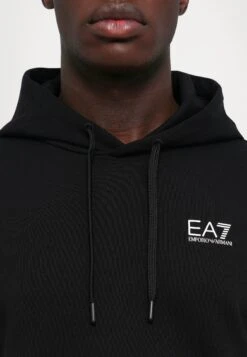 EA7 Emporio Armani TRAIN LOGO SERIES HOODIE EXTENDED - Hoodie - Black/white -Total Wear Store 767fdf42bf29468182ea522da541826b