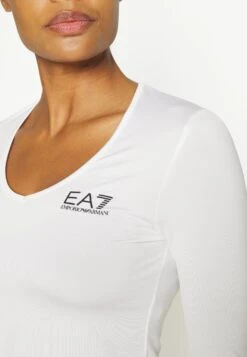 EA7 Emporio Armani Tennis Pro Classic Tee - Long Sleeved Top - White -Total Wear Store 79d4b90d2f724114a4e803f91b7e1ef3