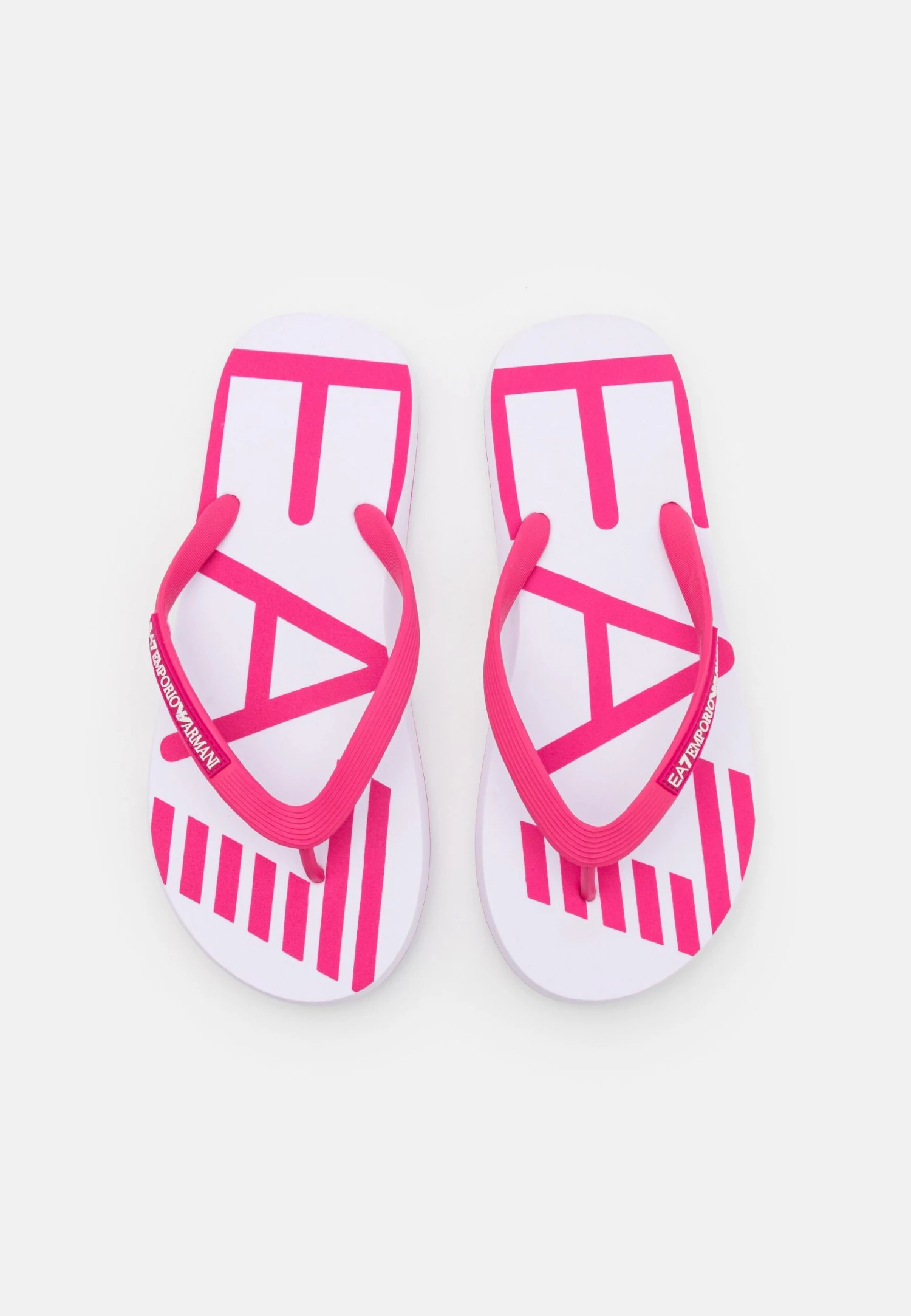 EA7 Emporio Armani Water Sports Oversize Logo Unisex - T-Bar Sandals - White/Pink 3 EA7 Emporio Armani Water Sports Oversize Logo Unisex - T-Bar Sandals - White/Pink