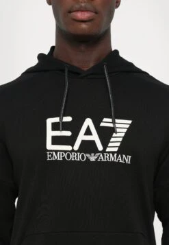 EA7 Emporio Armani TRAIN VISIBILITY HOODIE - Sweatshirt - Black/cream -Total Wear Store 852283b4d9cd48a983652b410c7121fa