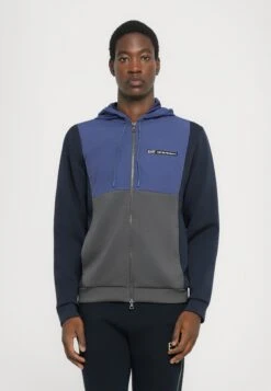 EA7 Emporio Armani TRAIN ATHLETIC COLOUR BLOCK HOODIE - Hoodie - Blue