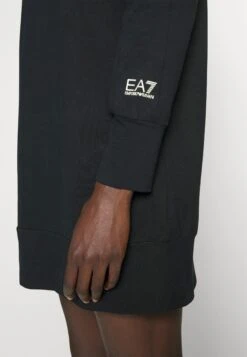 EA7 Emporio Armani Jersey Dress - Black/Logo Light Gold -Total Wear Store 8856b8e9e0ef44f8bb227474e27ff454