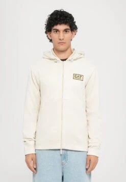 EA7 Emporio Armani TRAIN LABEL HOODIE ALCANTARA - Zip-up Sweatshirt - Rainy Day