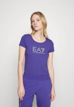 EA7 Emporio Armani Print T-Shirt - Blue/Gold