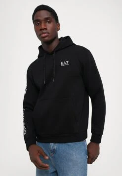 EA7 Emporio Armani TRAIN LOGO SERIES HOODIE EXTENDED - Hoodie - Black/white -Total Wear Store 943d4e7047be4cc196a8ae6469218a2e