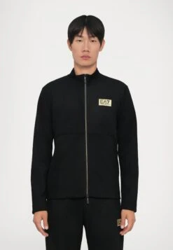 EA7 Emporio Armani TRAIN LABEL ALCANTARA - Zip-up Sweatshirt - Black