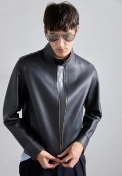 Emporio Armani BLOUSON JACKET - Leather Jacket - Dark Navy -Total Wear Store 95afe92734bf4186828712baaa7cc8a9