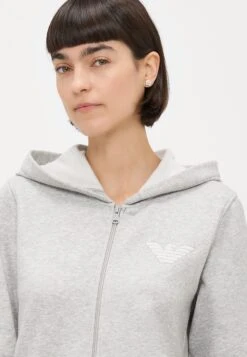 Emporio Armani HOODED FULL ZIP - Pyjama Top - Warm Grey Melange -Total Wear Store 9787f3c726e744b6b9bfe7a79addc6af