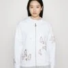 EA7 Emporio Armani Zip-Up Sweatshirt - White/Gold Colored -Total Wear Store 9897f7867f004392a2002b213d4f7db1