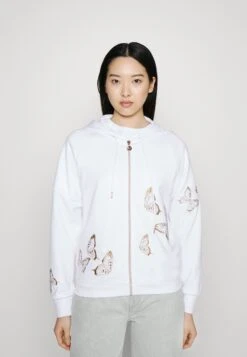 EA7 Emporio Armani Zip-Up Sweatshirt - White/Gold Colored