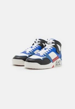 EA7 Emporio Armani New Basket Unisex - High-Top Trainers - Black/Baltimora/Rachingred/White -Total Wear Store 99f7d608ef954fcda473b0c410647707