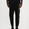 EA7 Emporio Armani TRAIN LOGO SERIES PANTS - Tracksuit Bottoms - Black/gold Coloured