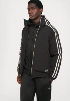 EA7 Emporio Armani TRAIN LOGO SERIES TAPE JACKET UNISEX - Outdoor Jacket - Black/silver-coloured -Total Wear Store 9b6f25648963489e99e020d9b4fb0192