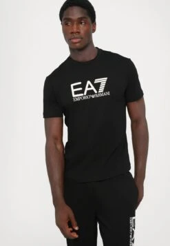EA7 Emporio Armani TRAIN VISIBILITY - Tracksuit Bottoms - Black/cream -Total Wear Store 9edd34b4805041858b0f1875af6ac59c