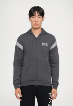 EA7 Emporio Armani TRAIN 7 LINES HOODIE - Hoodie - Asphalt
