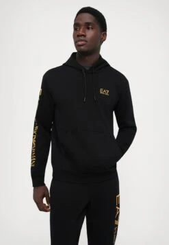 EA7 Emporio Armani TRAIN LOGO SERIES PANTS - Tracksuit Bottoms - Black/gold Coloured -Total Wear Store a19ced3e82864ee1813cc07ba18f9b9a