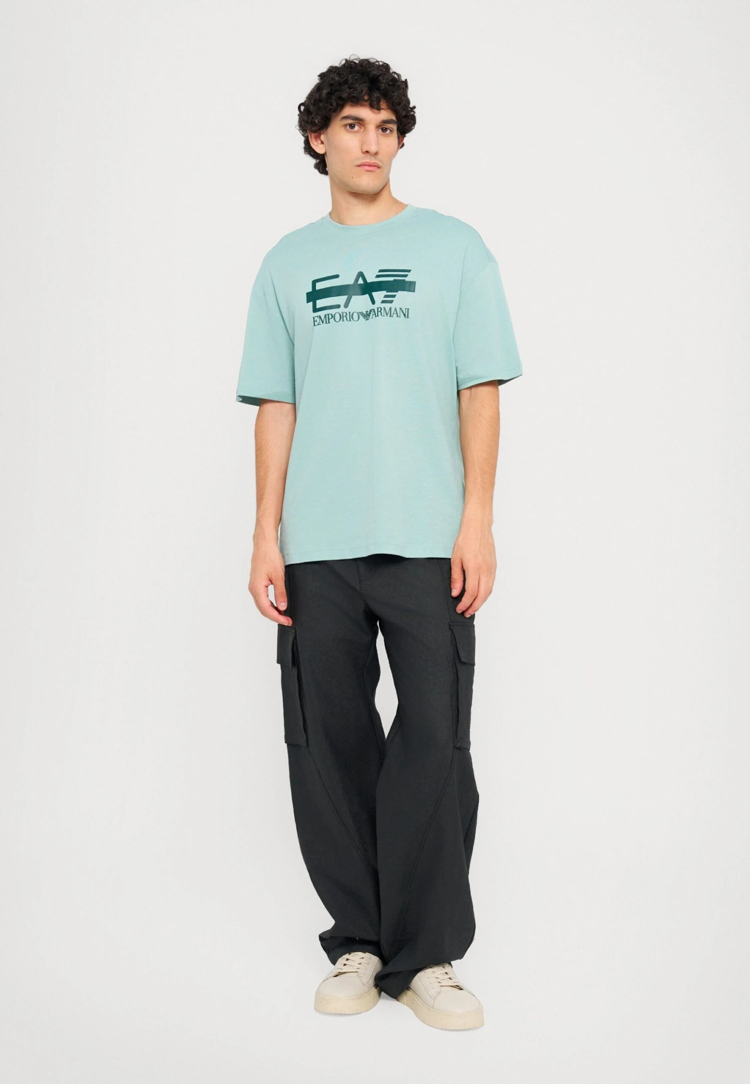 EA7 Emporio Armani TRAIN LOGO TEE - Print T-shirt - Blue Surf 4 EA7 Emporio Armani TRAIN LOGO TEE - Print T-shirt - Blue Surf - Image 2