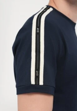 EA7 Emporio Armani LOGO SERIES TAPE TEE - Print T-shirt - Blue -Total Wear Store a4014630ed894aef8a82852fb68ae238