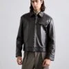 Emporio Armani BLOUSON JACKET - Leather Jacket - Meteorite
