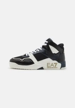 EA7 Emporio Armani New Basket Unisex - High-Top Trainers - Black/Bluenotte/Gold/White